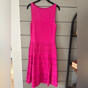 Lauren Ralph Lauren Raspberry Pink Pointelle-Knit Sleeveless Midi‎ Dress Size M
